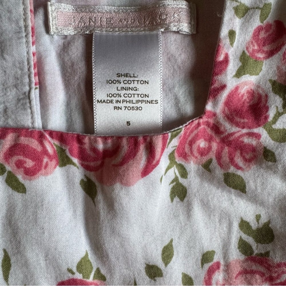 Janie and Jack Kids Pink Rose Floral Shirt with Cap Sleeves size 5 - Picture 2 of 3